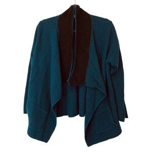 Margaret Winters New York Cardigan Womens Medium Teal Blue Lagenlook Boucle